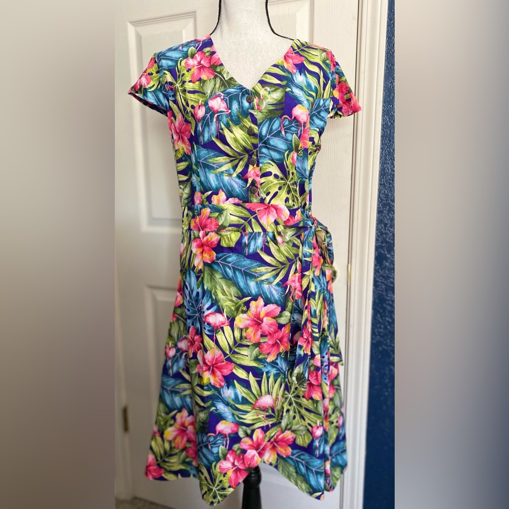 Vibrant Floral Print Midi Dress
